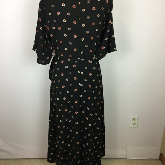 Studio B by Bobeau Hi-Low Maxi Wrap Dress Sz L Womans Black Floral Short Sleeve - Picture 16 of 16